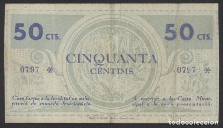 Billetes locales: J.B. BILLETE DE COLLBAT&Oacute; , 50 C&Eacute;NTIMOS - Foto 2