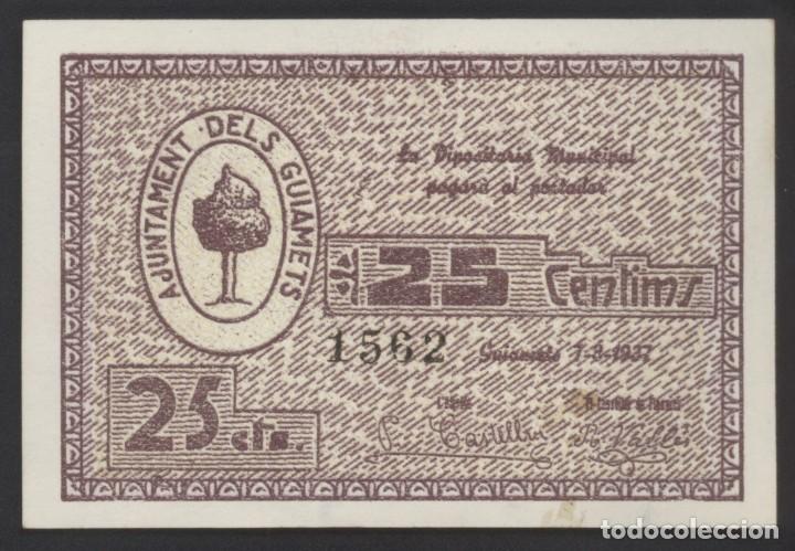 Billetes locales: J.B. BILLETE DE GUIAMETS , 25 CENTIMOS - Foto 2