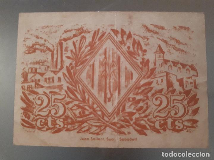 Billetes locales: Billete de Sabadell - 25 c&eacute;ntimos - Foto 2