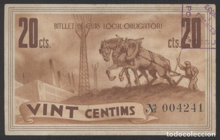 Billetes locales: J.B. BILLETE DE POBLA DE SEGUR , 20 C&Eacute;NTIMOS - Foto 2