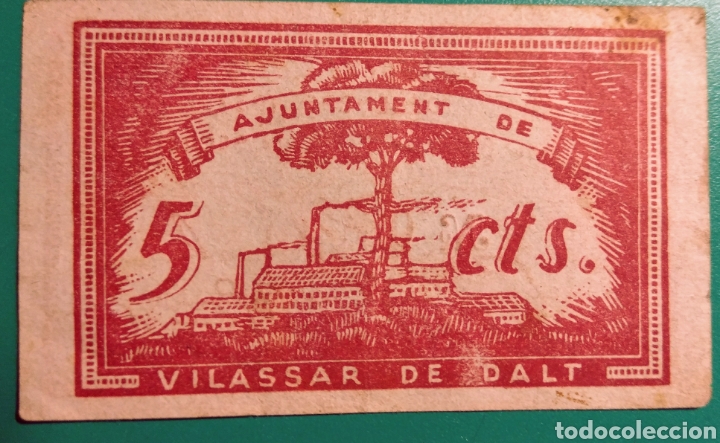 Billetes locales: Espa&ntilde;a. 5 c&egrave;ntims 1937. Vilassar de dalt. - Foto 2