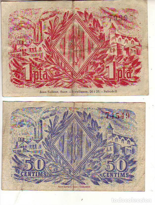 Billetes locales: Ayuntament de Sabadell 2 valores - Foto 2