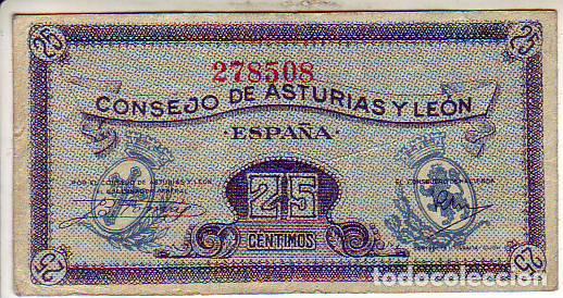 Billetes locales: CONSEJO ASTURIAS Y LEON 25 CENTIMOS - Foto 1