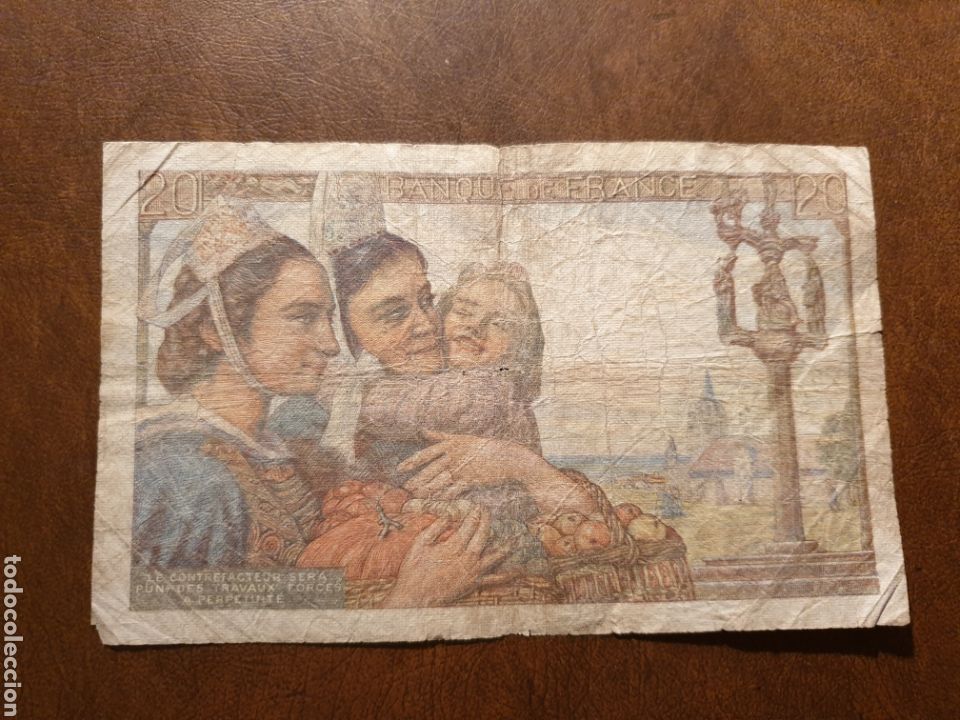Notas locais: Billet FRANCE : 20 frs P&ecirc;cheur du 14-10-1948