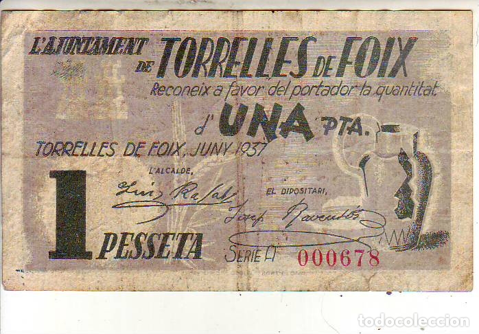 Billetes locales: AYUNTAMENT DE TORRELLES DE FOIX - Foto 1