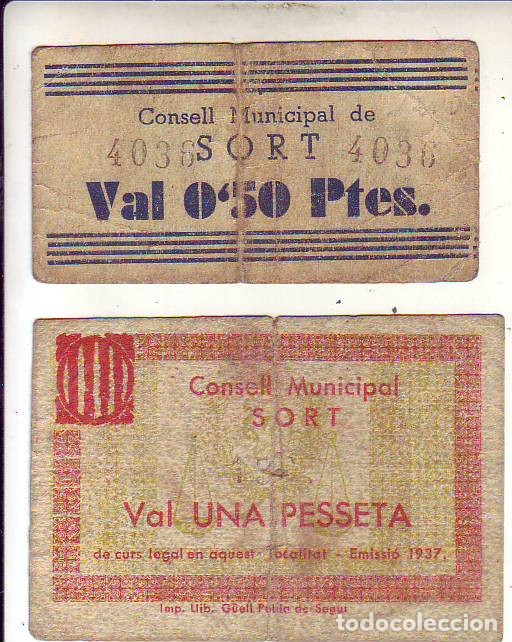 Billetes locales: CONSELL MUNICIPAL DE SORT - 2 VALORES - Foto 1