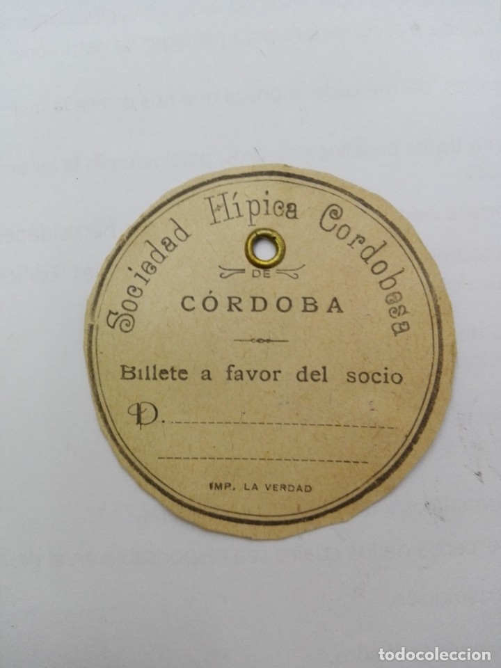 BILLETE DE LA SOCIEDAD HÍPICA CORDOBESA . (Numismática - Notafilia - Billetes Locales)