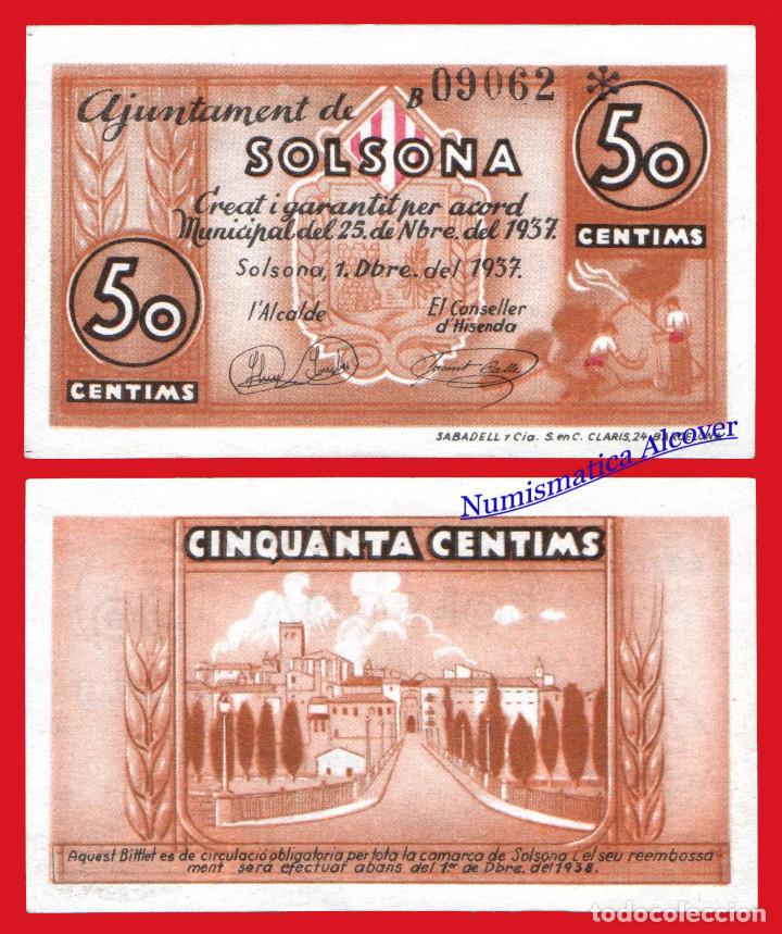 Billetes locales: SOLSONA 50 Centimos 1937 3&ordf; serie SC- - Foto 1