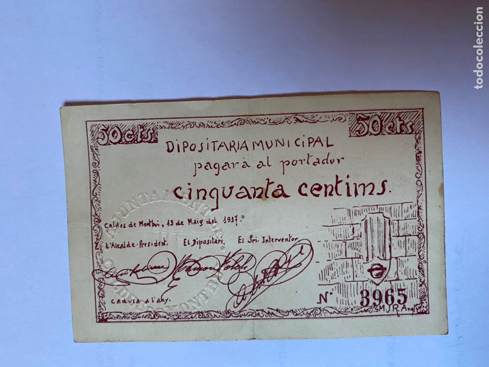 Billetes locales: Caldes de montbui 50 cts - Foto 2