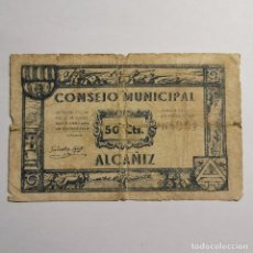 Banconote locali: ANTIGUO BILLETE - 50 CTS - CINCUENTA CENTIMOS 1937 - CONSEJO MUNICIPAL DE ALCAÑÍZ - BILLETE LOCAL. Lote 199512050