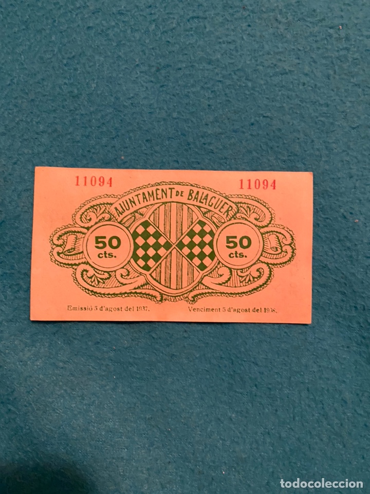 Billetes locales: AJUNTAMENT de balaguer 50 c&eacute;ntimos - Foto 2