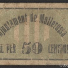 Billetes locales: J.B. BILLETE MOLLERUSSA , 50 CÉNTIMOS , MONTANER 929 D , TURRÓ 1515. Lote 203964086