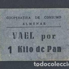Billetes locales: VALE POR 1 KG. DE PAN DE LA COOPERATIVA DE CONSUMO DE ALMENAR (LLEIDA) (POST GUERRA CIVIL). Lote 207461057