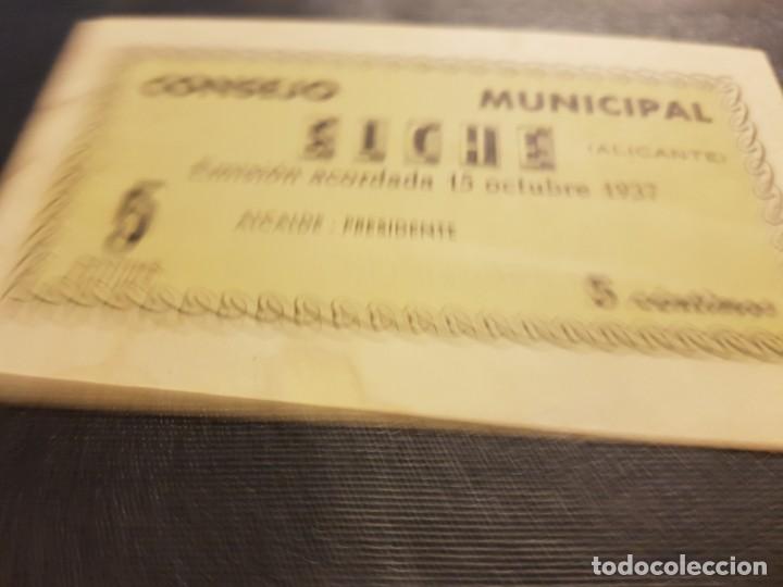 Billetes locales: 1937, 5 centimos, Elche - Foto 3