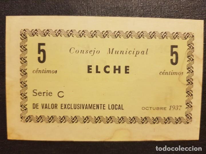 Billetes locales: 1937, 5 centimos, Elche - Foto 5