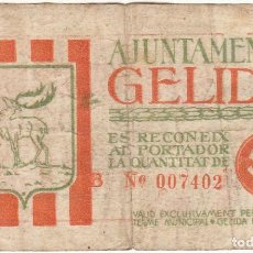 Billetes locales: BILLETE: 50 CENTIMOS AYUNTAMENT DE GELIDA 1937