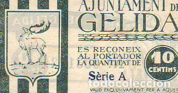 Billetes locales: AJUNTAMENT DE GELIDA 10 CENTIMS - Foto 1