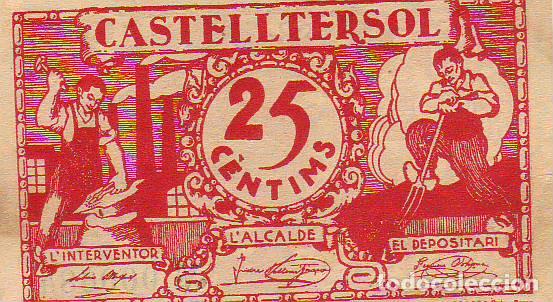 Billetes locales: AJUNTAMENT CASTELLTERSOL 25 CENTIMS - Foto 1