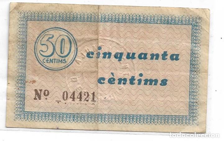 Billetes locales: 50 CENTIMOS DEL AYUNTAMEN D ESPLUGUES MBC - Foto 2