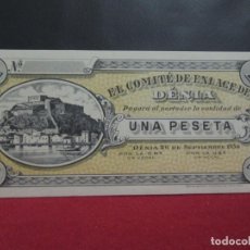 Billetes locales: 1 PESETA EL COMITE DE ENLACE DE DENIA 1936 SC. Lote 221132306