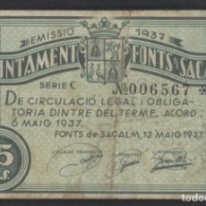 Billetes locales: J.B. BILLETE DE FONTS DE SACALM , 25 CÉNTIMOS , ED.660A , T.1036. Lote 236503755