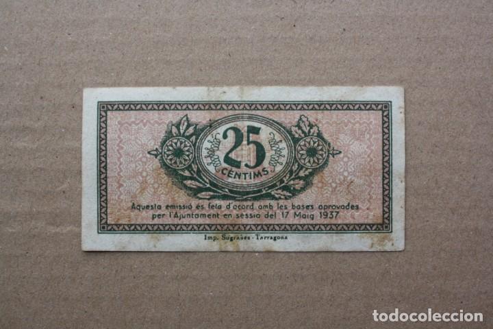 Billetes locales: TARRAGONA - 25 CENTIMS 1937 166057 - Foto 2