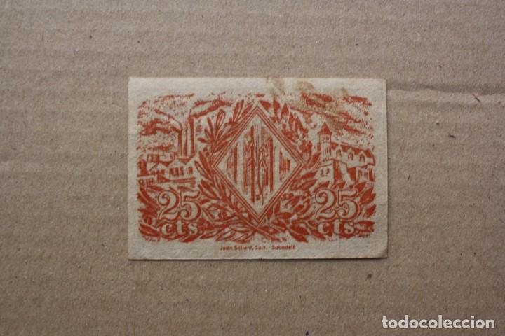 Billetes locales: SABADELL - 25 CENTIMS 1937 109390 - Foto 2