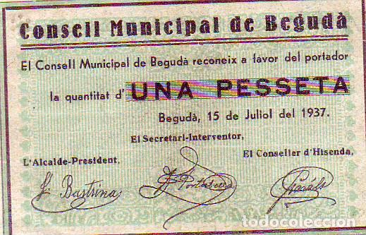 Billetes locales: CONSELL MUNICIPAL DE BEGUDA - Foto 1