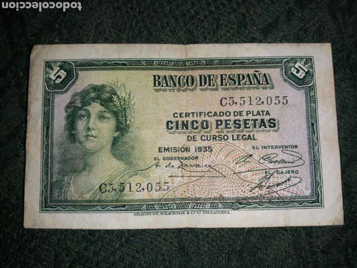 Billetes locales: Billete cinco pesetas 1935 - Foto 1