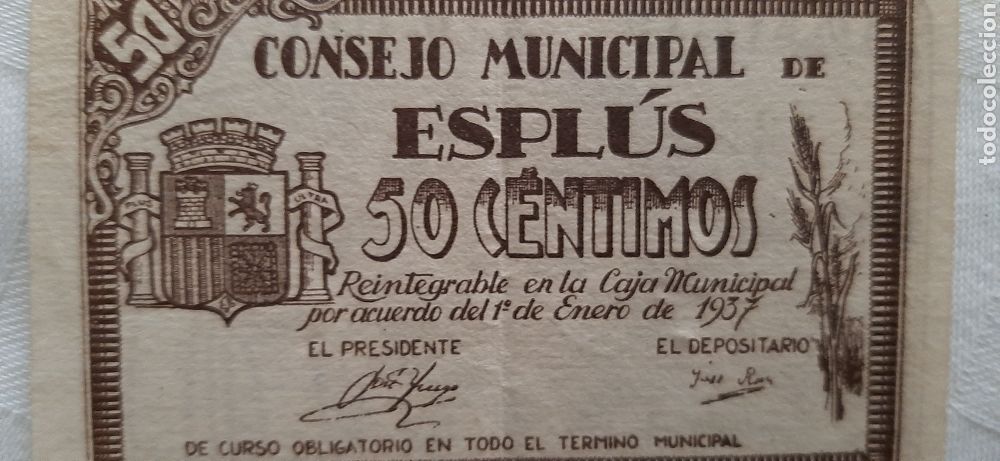 Lokale Banknoten: billete consejo municipal Esplus Huesca