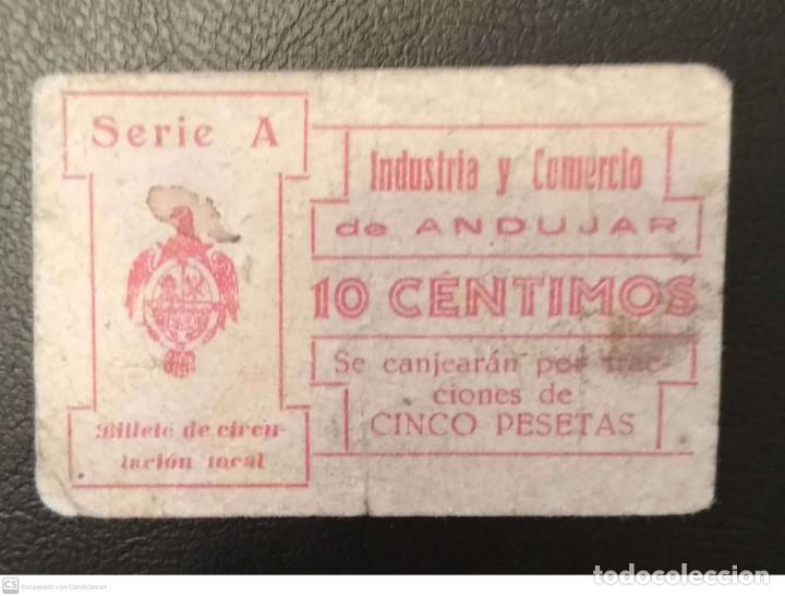Billetes locales: 10 c&eacute;ntimos 1937 de And&uacute;jar (Ja&eacute;n) - Foto 1