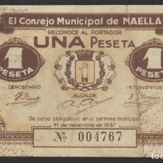 Billetes locales: J.B. BILLETE DE MAELLA , 1 PESETA , MONTANER: 867 B