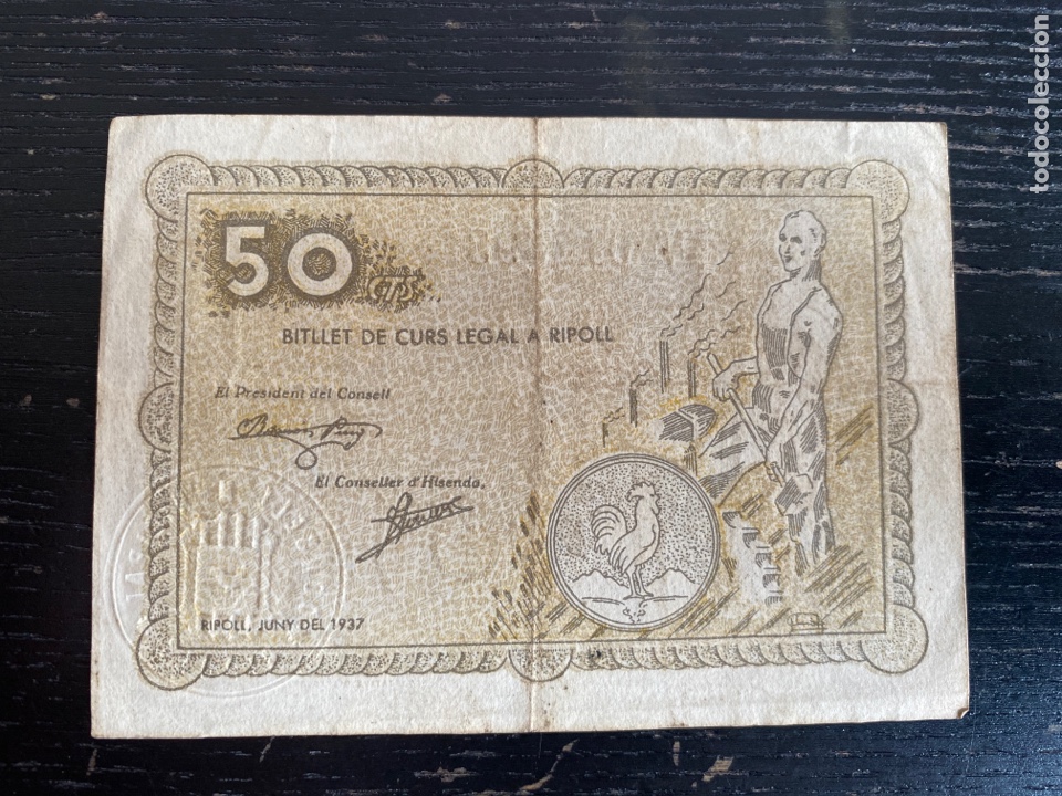 Billetes locales: Ripoll 50 cts - Foto 2