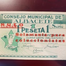 Billetes locales: ALBACETE . CONSEJO MUNICIPAL. 1 PESETA