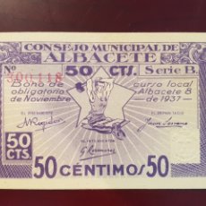 Billetes locales: ALBACETE . CONSEJO MUNICIPAL. 50 CENTIMOS