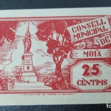 Billetes locales: 25 CENTIMOS DEL CONSELL MUNICIPAL DE MOIÀ DEL AÑO 1937 SIN USAR. Lote 269460053