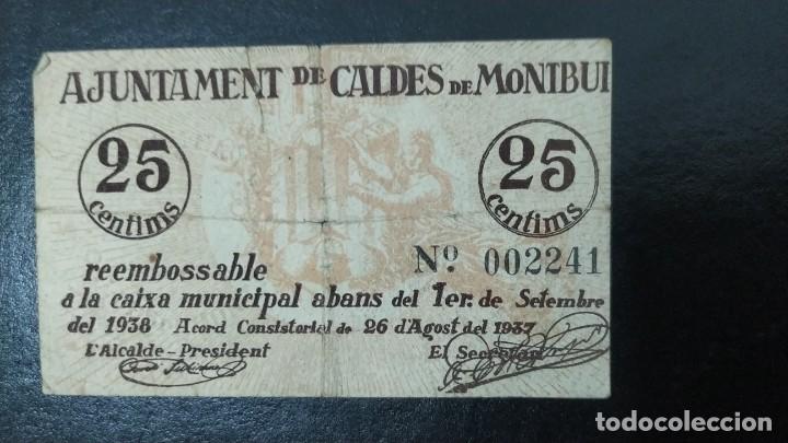 Billetes locales: CALDES DE MONTBUI 25 Cent 1937 - Foto 1