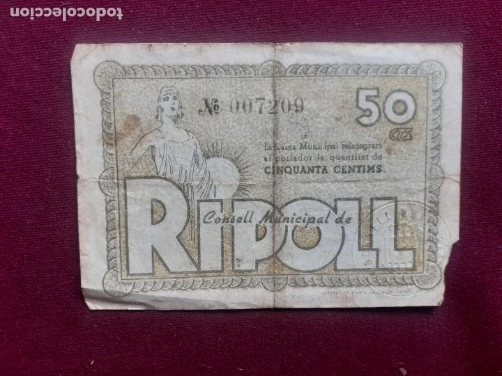 Billetes locales: RIPOLL. 50 C&Eacute;NTIMOS. 1937 - Foto 1