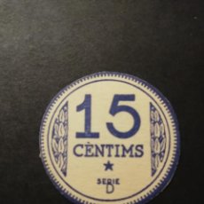 Banconote locali: BILLETE 15 CÈNTIMS MANRESA 1937 - SIN CIRCULAR - SERIE D. Lote 276589943