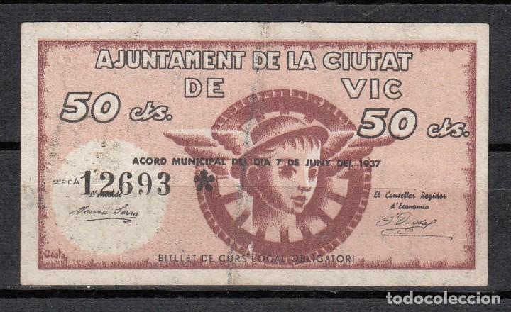 Billetes locales: BILLETE DE VIC DE 50 CENTIMOS DE 1937 - Foto 1