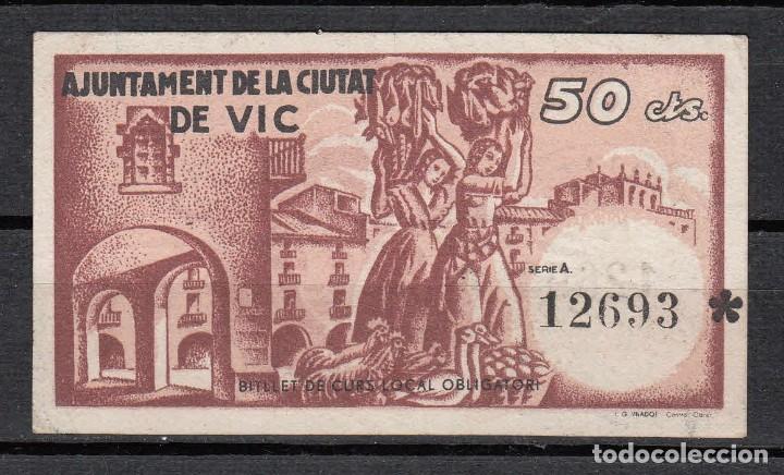 Billetes locales: BILLETE DE VIC DE 50 CENTIMOS DE 1937 - Foto 2