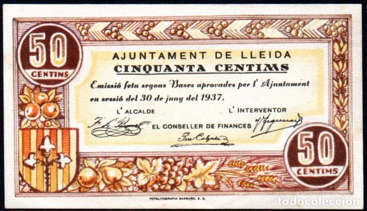 Billetes locales: LLEIDA (LERIDA) - 50 CENTIMOS 1937 - SIN CIRCULAR - Foto 1