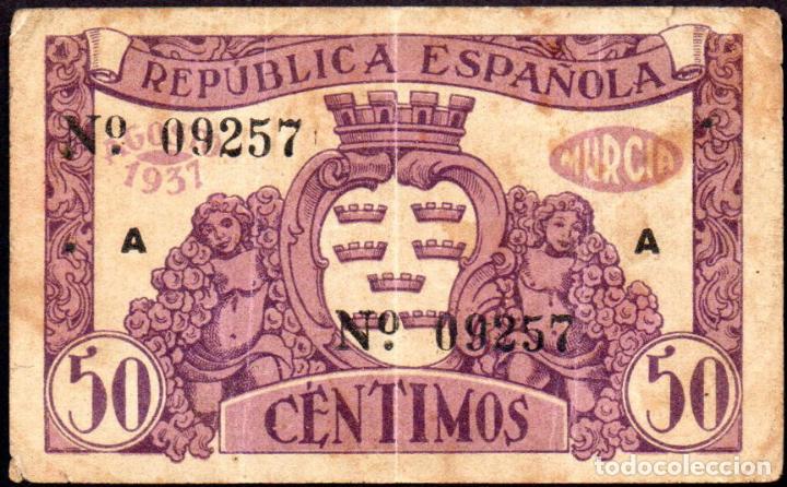 Billetes locales: MURCIA - 50 CENTIMOS 1937 - SERIE A - Foto 2