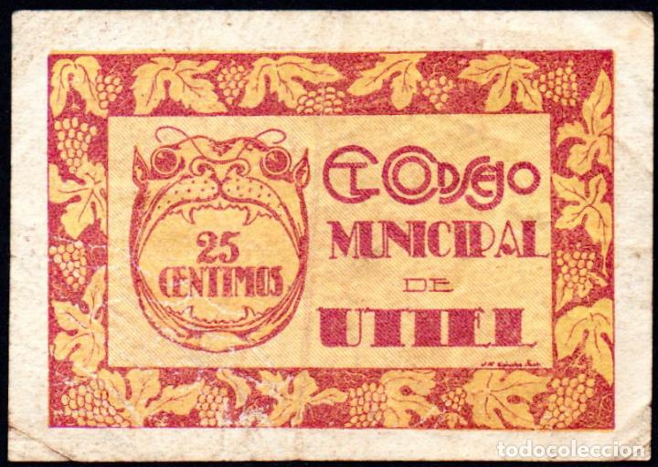 Billetes locales: UTIEL (VALENCIA) - 25 CENTIMOS 1937 - Foto 1