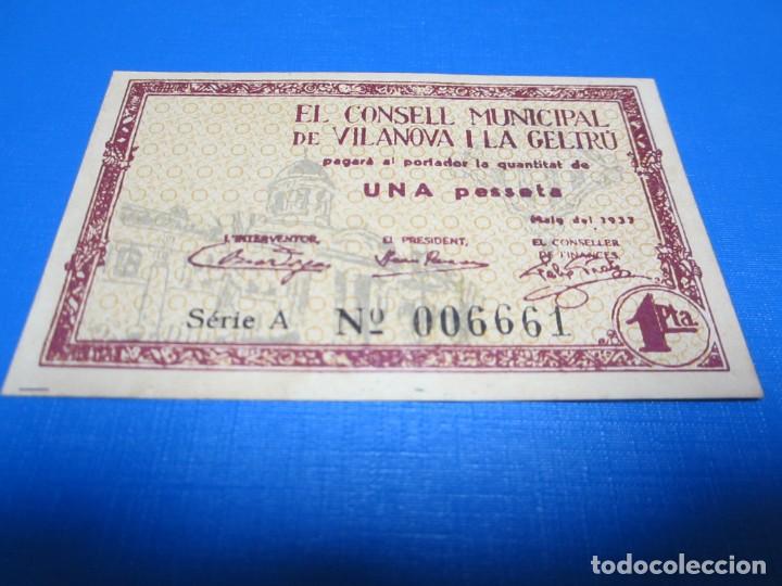 Billetes locales: 1 PESETA DE VILANOVA Y LA GELTR&Uacute; SC - Foto 1