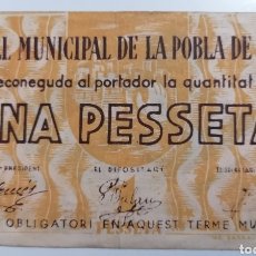 Banconote locali: POBLA DE LILLET. CONSELL MUNICIPAL. 1 PESSETA. Lote 303081913