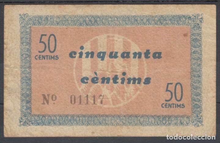 Billetes locales: BILLETE LOCAL - CODINES DEL VALLES - 50 CENTIMOS - A&Ntilde;O 1937 - Foto 2