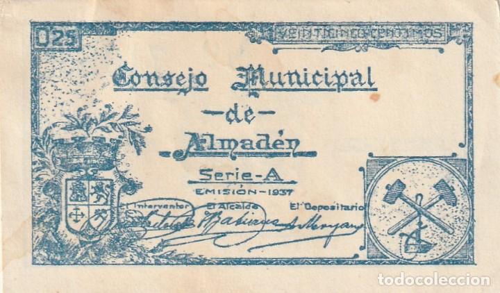 Billetes locales: Almad&eacute;n (Ciudad Real) 25 c&eacute;ntimos. - Foto 1