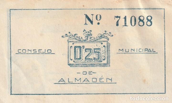 Billetes locales: Almad&eacute;n (Ciudad Real) 25 c&eacute;ntimos. - Foto 2