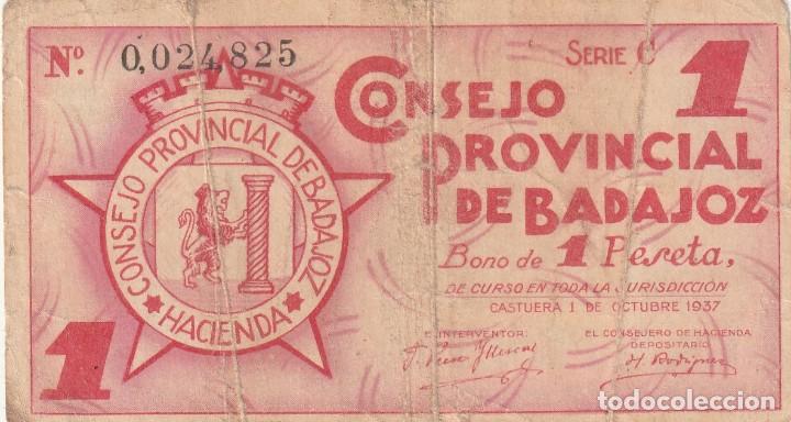 Billetes locales: Badajoz 1 peseta. - Foto 1